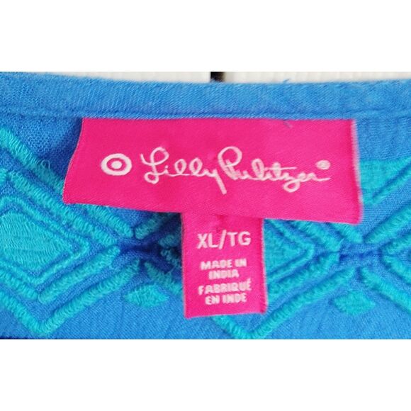 Lilly Pulitzer XL Long Sleeve Tunic Blouse Bluebell Gauze PB Collection‎ V-Neck - Picture 5 of 6